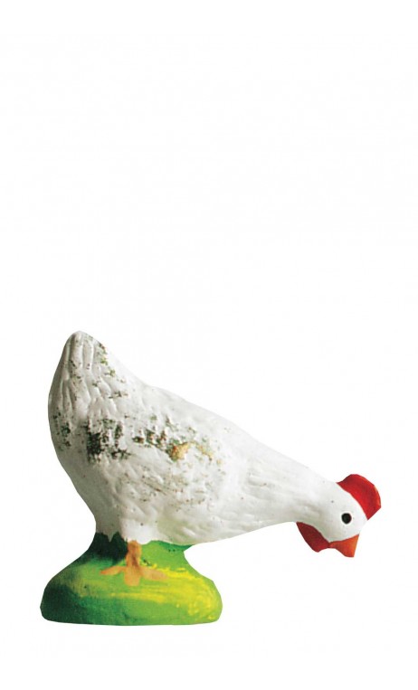 Poule picorante blanche santon Marcel Carbonel 9cm