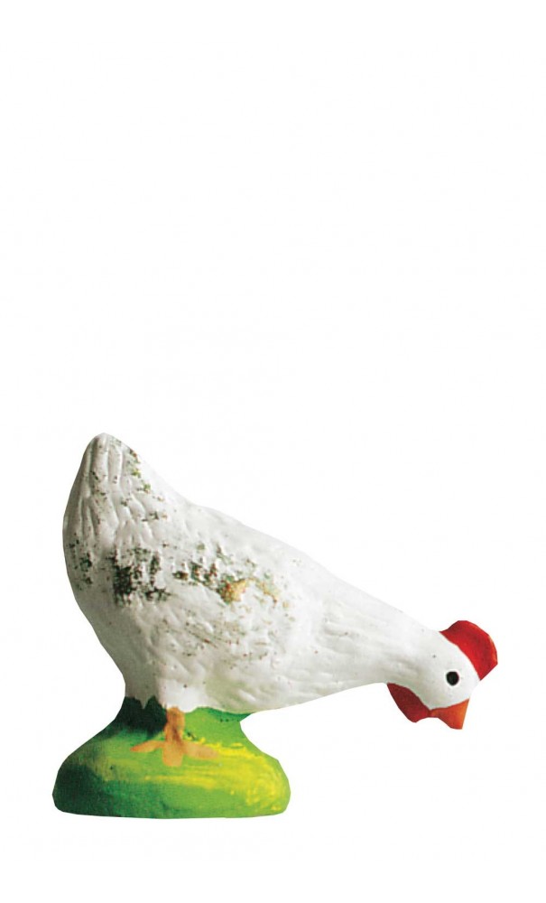 Poule picorante blanche santon Marcel Carbonel 9cm