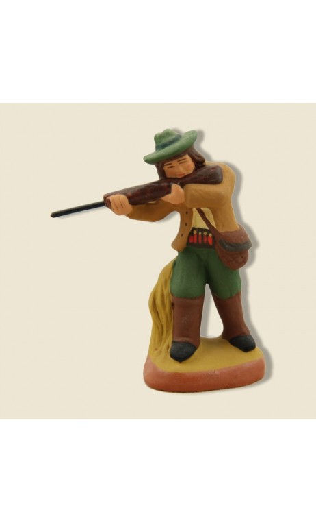 Chasseur fusil en joue, santon Fouque 6cm