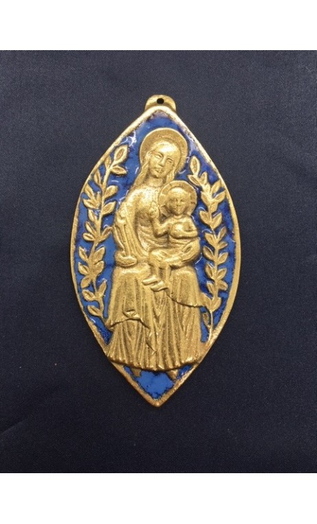 Médaille Ancienne En Bronze Doré - Vierge à L'Enfant, Signée Fernand Py, Modèle #L# Z150, Occasion