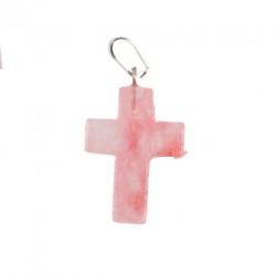 Croix en pierre quartz cerise