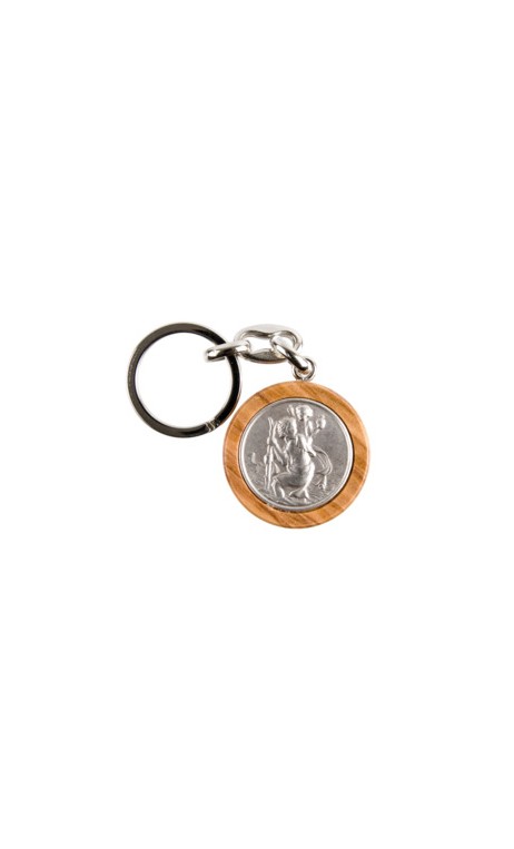 Porte-clefs plaqué or Saint Christophe