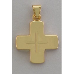Croix carrée plaqué-or ciselée
