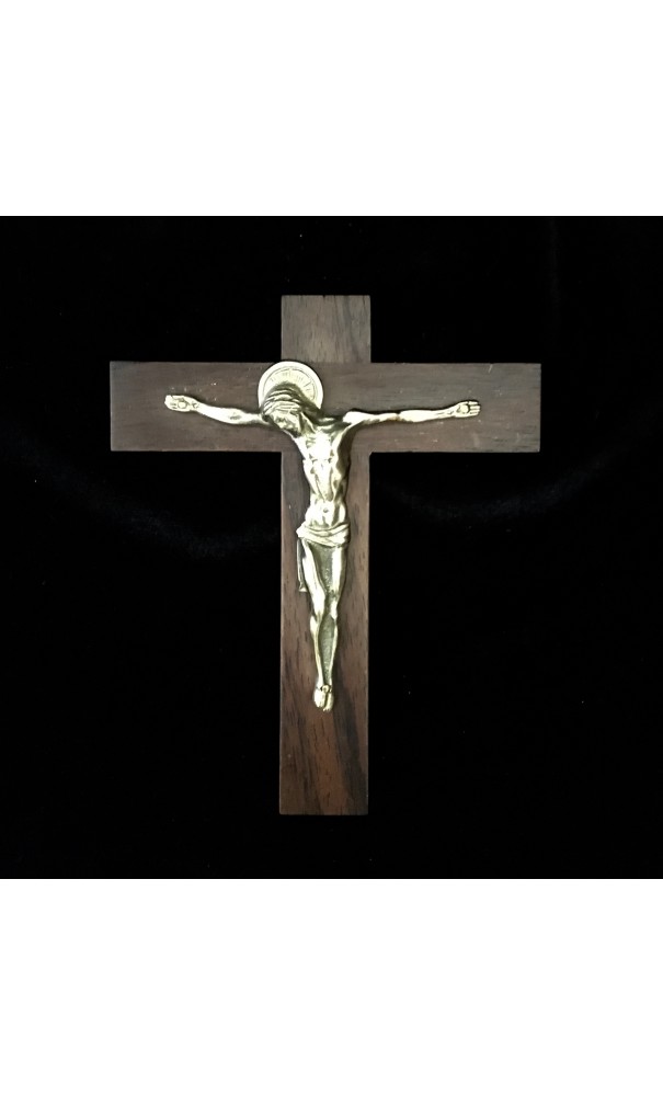 Crucifix en palissandre avec Christ en bronze doré