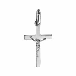 Croix argent plate avec Christ