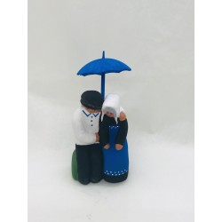 Couple au parapluie bleu,...