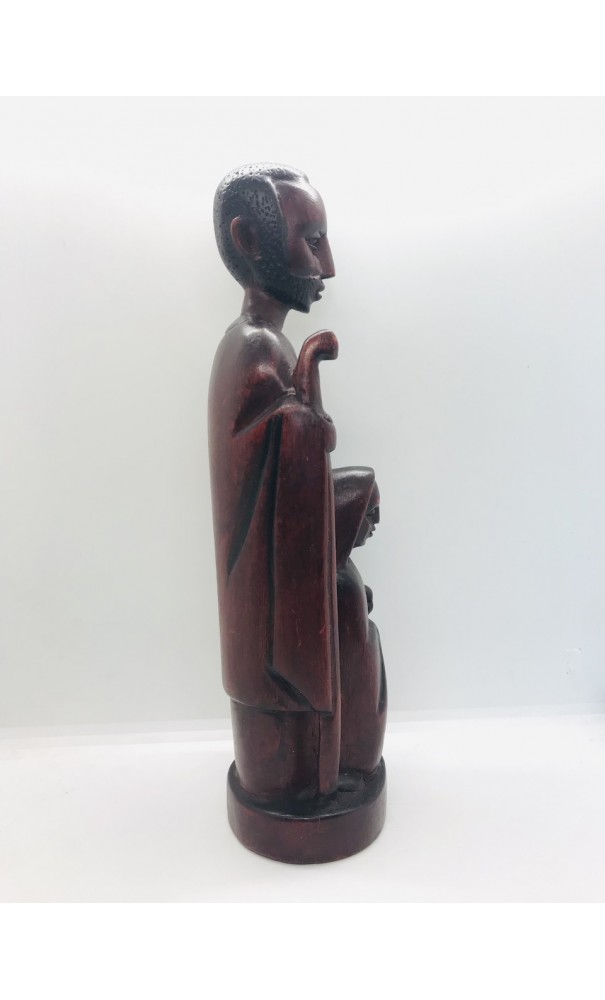 Lifestyle & More Sculpture décorative famille en métal debout sur socle en bois Noir 38 x 32 cm